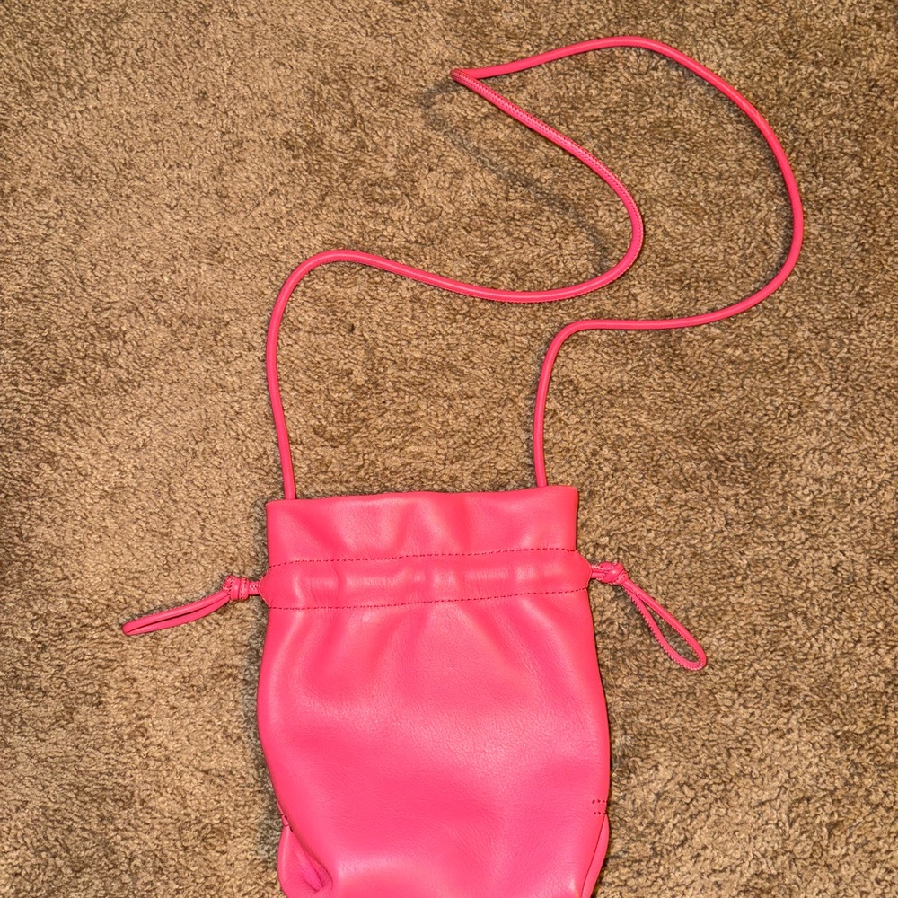 J. Crew Hot Pink Genuine Leather Bucket Bag